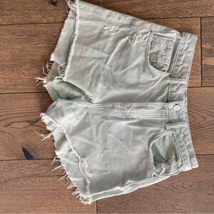 Zara Light Mint Green Distressed Jean Shorts